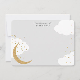 Moon and Stars, Baby Personalised Flat Card