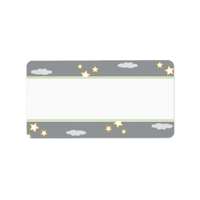 Moon and Stars Baby Shower Address Label (Front)