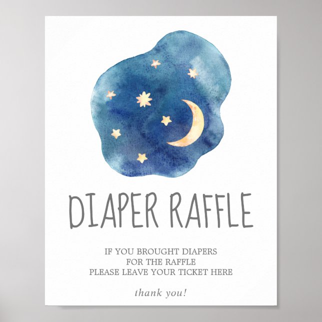 Moon and Stars Baby Shower Diaper Raffle Sign (Front)