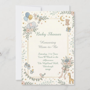 Moon And Stars Baby Shower Invitation