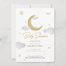 Moon and stars baby shower invite