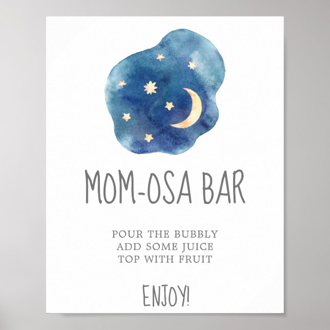 Moon and Stars Baby Shower Mom-osa Bar Sign (Front)