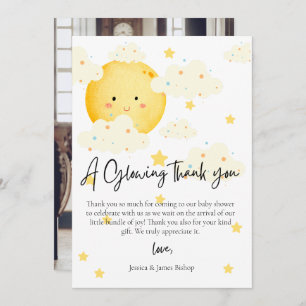 Moon and Stars Baby Shower Photo Thank you Card 