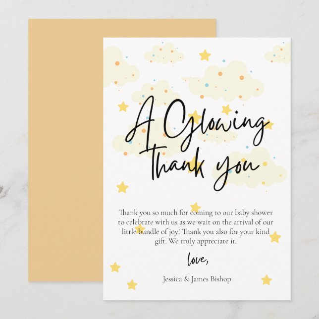 Moon and Stars Baby Shower Thank you Card  (Front/Back)