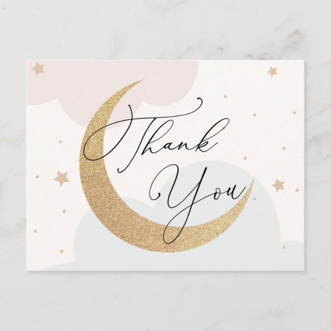 Moon and Stars Baby Shower Thank You Postcard (Front)