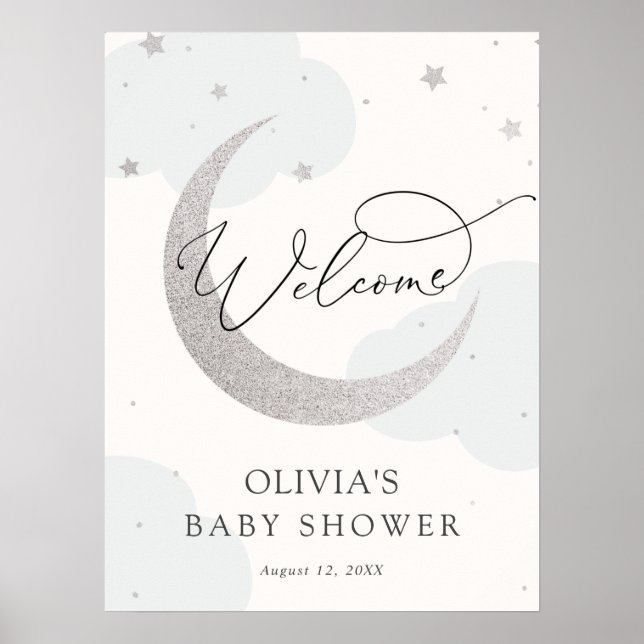 Moon and Stars Baby Shower Welcome Sign (Front)