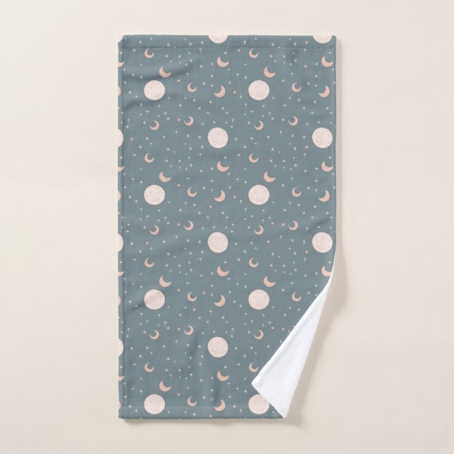 Moon and stars - blue hand towel (Hand Towel)