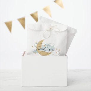 Moon and Stars Blue Script Baby Shower Thank You C Favour Bag