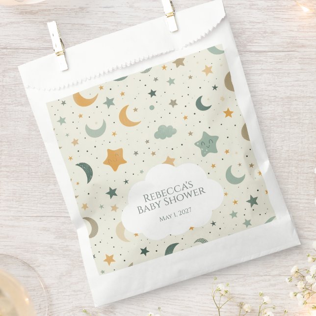 Moon and Stars Boho Baby Adoption Shower Favour Bag (Boho moon and stars baby shower personalized baby shower guest favor bag)