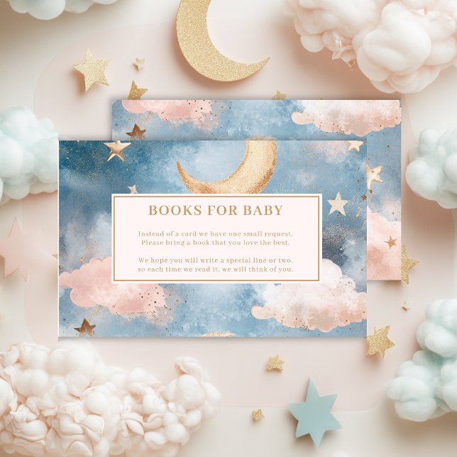 Moon and stars Book Request for Baby Shower   Enclosure Card (Creator Uploaded)