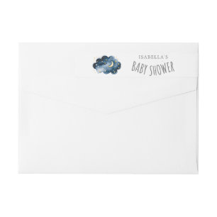 Moon and Stars Boy Baby Shower Wrap Around Label