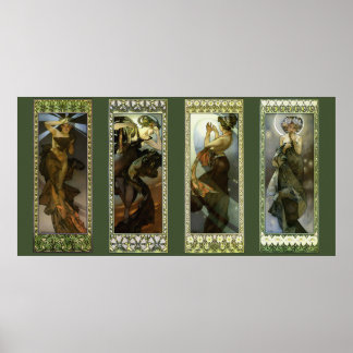 Moon and Stars by Alphonse Mucha Poster