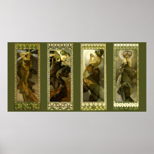 Moon and Stars by Alphonse Mucha Poster