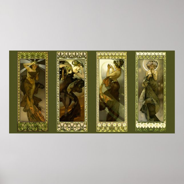 Moon and Stars by Alphonse Mucha Poster (Front)