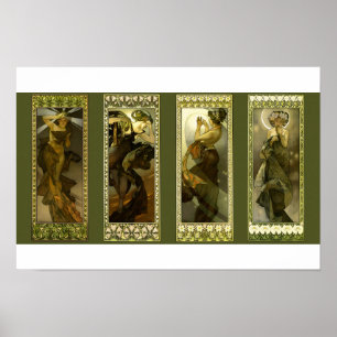 Moon and Stars by Alphonse Mucha Poster