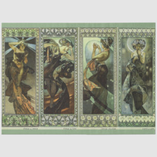 Moon and Stars by Alphonse Mucha Tissue Paper