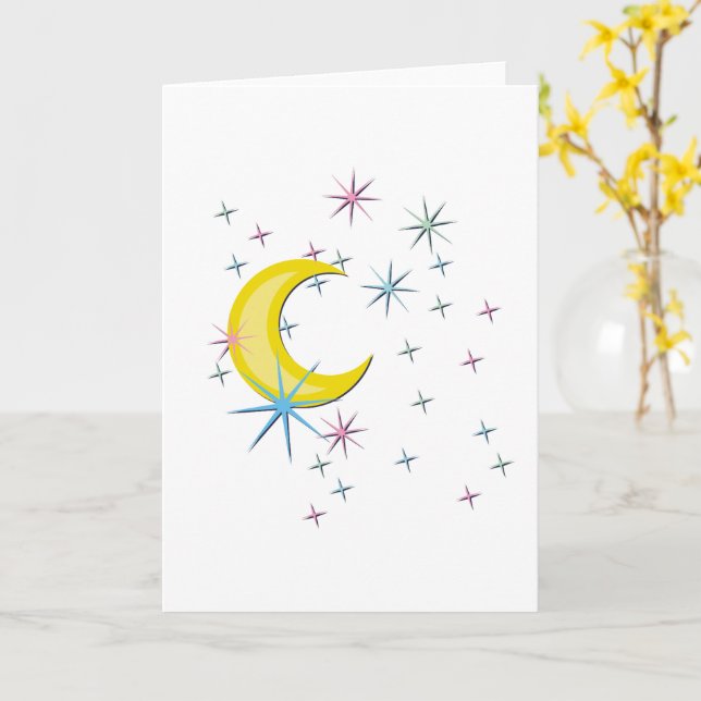 Moon and Stars Card (Yellow Flower)
