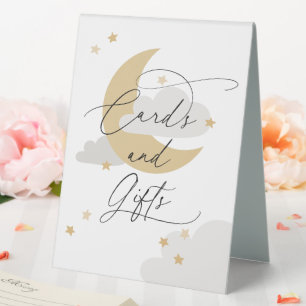Moon and Stars Cards and Gifts Sign Neutral Grey