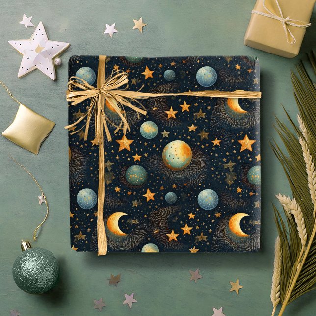 Moon and Stars Celestial ID1080 Wrapping Paper (Creator Uploaded)