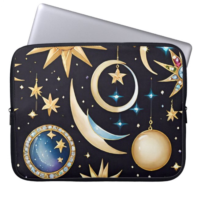 Moon And Stars Celestial   Laptop Sleeve (Front)