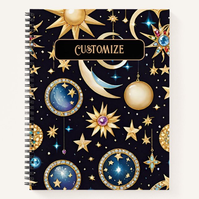 Moon And Stars Celestial   Notebook (Front)