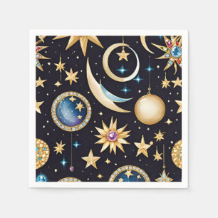 Moon And Stars Celestial Pattern Napkin