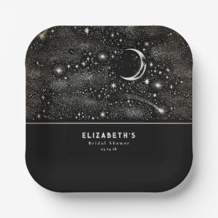 Moon and Stars Celestial Starry Night  Paper Plate