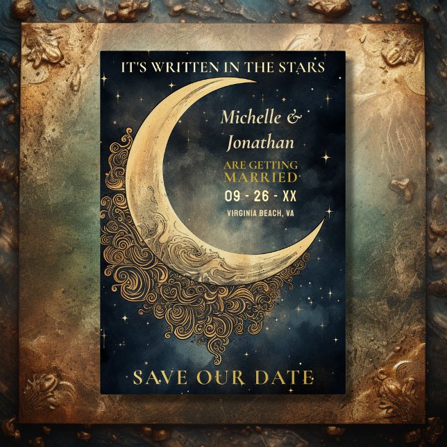 Moon and Stars Celestial Wedding Save the Date (Front - Moon and Stars Celestial Wedding Save the Date Foil Invitation)