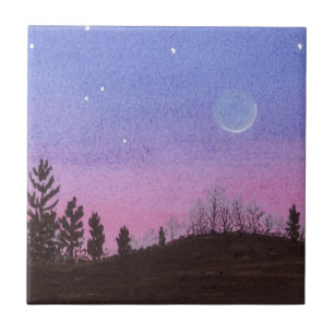 Moon and Stars Ceramic Tile