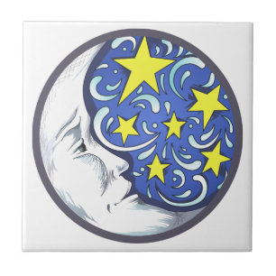 Moon and Stars Ceramic Tile