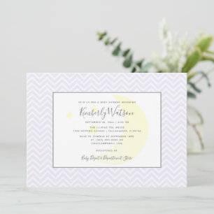 Moon and Stars Chevron Baby Shower   Lavender Invitation