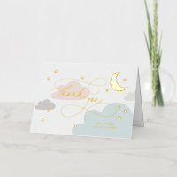 Moon and Stars Colourful Script Baby Thank You