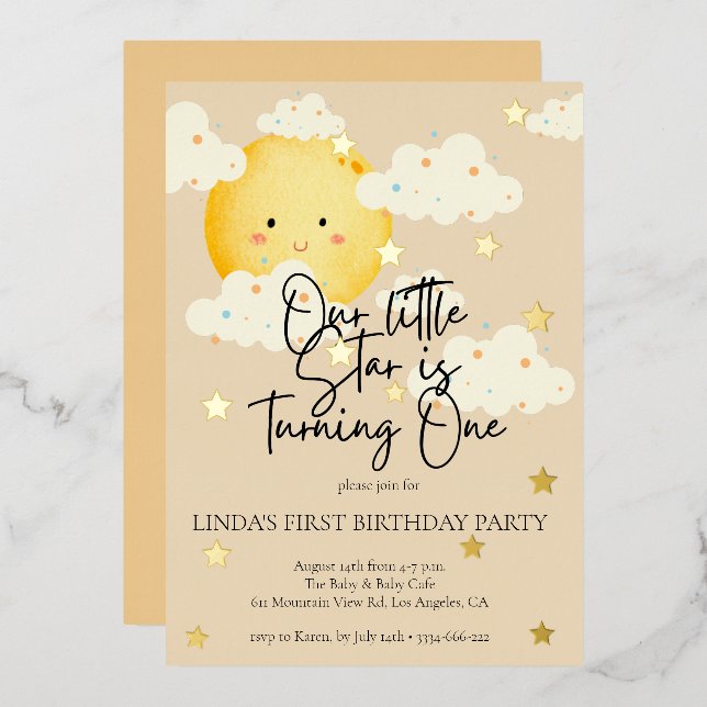 Moon and Stars Cream 1st Birthday (Front/Back)