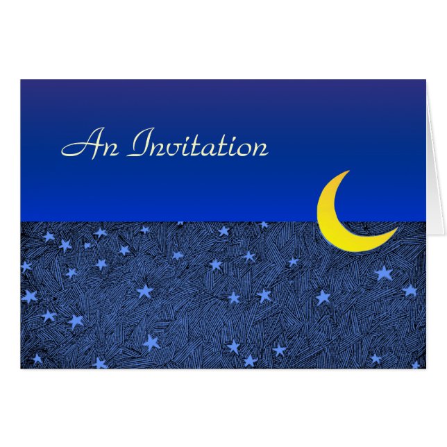 Moon and Stars Custom Folded Invitation (Front Horizontal)
