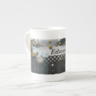 Moon and Stars Custom Monogram Bone China Mug