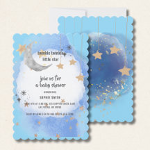Moon And Stars Dark Blue Watercolor Abstract