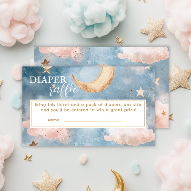 Moon and stars Diaper Raffle Baby shower Enclosure Card (Creator Uploaded)