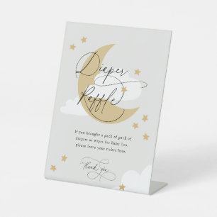 Moon and Stars Diaper Raffle Sign Grey Gold