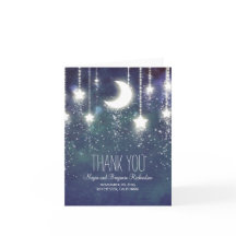 Moon and Stars Enchanted Navy Wedding Thank You
