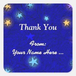 Moon and Stars Etching Custom Thank You Sticker