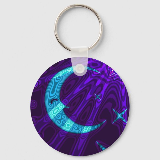 Moon and Stars/Fantasy Art/Keychain Key Ring (Front)