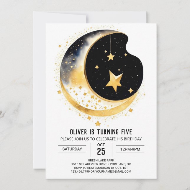 Moon and Stars Fantasy Birthday Invitation (Front)
