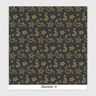 Moon and Stars Gold Pattern Cut Vinyl Stickers