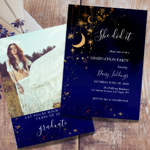 Moon And Stars Graduation Party Invitation