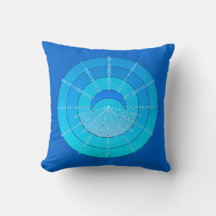Moon and Stars Mandala - Blue and Aqua Cushion