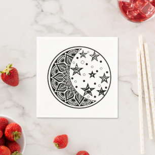 Moon and Stars Mandala Napkin