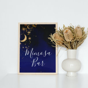 Moon and stars mimosa bar sign poster