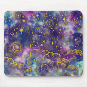 "Moon and Stars" Mousepad (Gold-Etc)
