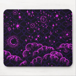 "Moon and Stars" Mousepad Moroccan (PK/BLK/PUR)