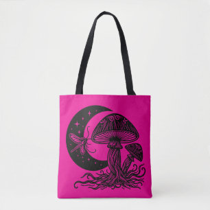 Moon and Stars Mushroom Tote Bag